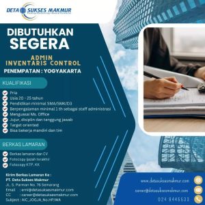 Lowongan Admin Investaris Control, Penempatan Yogyakarta